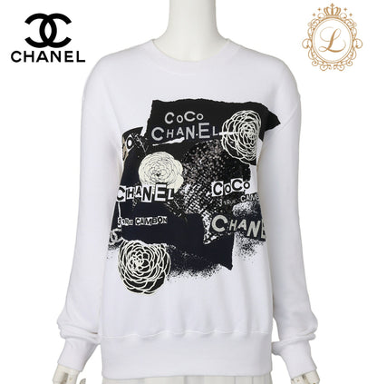 CHANEL Sweatshirt Hoodie, Camellia Logo, Cotton, Black, Silver-Tone Hardware, Pre-Owned - Vintage La Charme