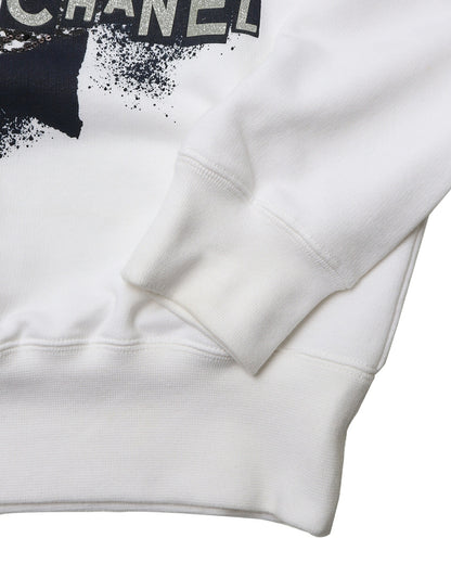 CHANEL Sweatshirt Hoodie, Camellia Logo, Cotton, Black, Silver-Tone Hardware, Pre-Owned - Vintage La Charme