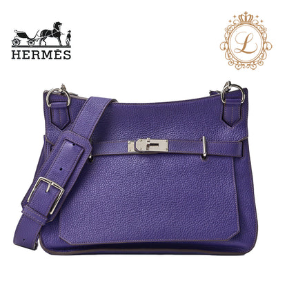 HERMES Gypsiere 34 Shoulder Bag Tryon Clemence Ultraviolet Silver-Tone Hardware Pre-Owned - Vintage La Charme