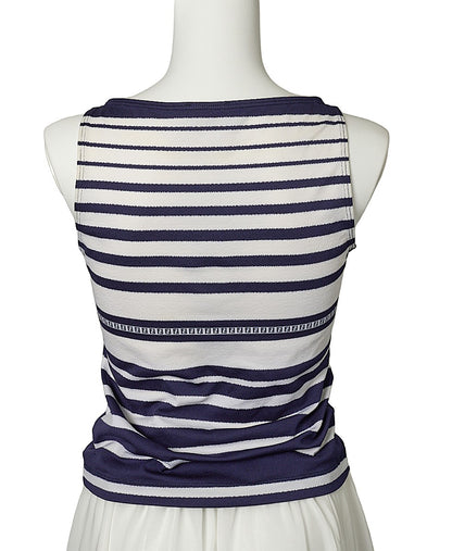 FENDI Sleeveless Cut-and-Sew Top, Nylon Blend, Navy, Gold-Tone Hardware, Pre-Owned - Vintage La Charme