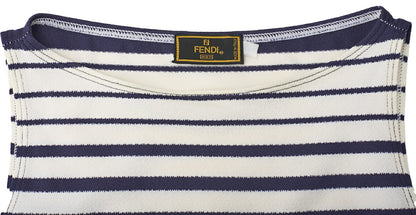 FENDI Sleeveless Cut-and-Sew Top, Nylon Blend, Navy, Gold-Tone Hardware, Pre-Owned - Vintage La Charme