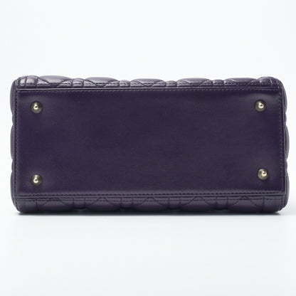 Dior Lady Dior Cannage 2WAY Handbag Lambskin Purple Gold-Tone Hardware Pre-Owned - Vintage La Charme