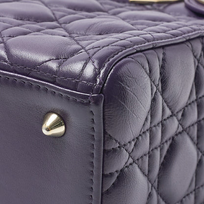 Dior Lady Dior Cannage 2WAY Handbag Lambskin Purple Gold-Tone Hardware Pre-Owned - Vintage La Charme