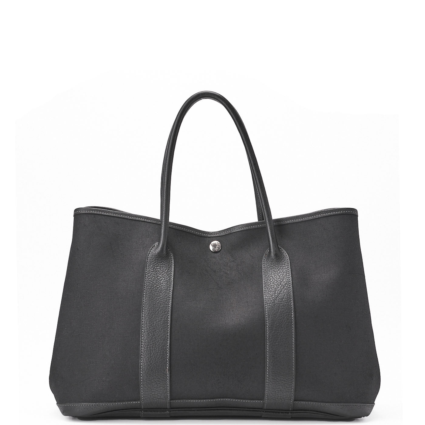 HERMES Garden Party PM Tote Bag Toval Ophezhe Black Silver-Tone Hardware, Pre-Owned