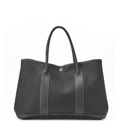 HERMES Garden Party PM Tote Bag Toval Ophezhe Black Silver-Tone Hardware, Pre-Owned