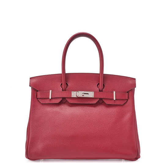 HERMES Birkin 30 Tote Bag Togo Rouge Piment Silver-Tone Hardware Pre-Owned