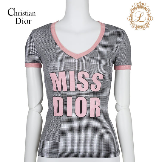 Dior T-Shirt Cut and Sewn Short Sleeve Cotton Pink Gold-Tone Hardware Pre-Owned - Vintage La Charme