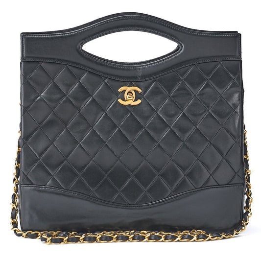 CHANEL Tote Bag Matelasse 2WAY Chain Shoulder Lambskin Black Gold-Tone Hardware Pre-Owned - Vintage La Charme