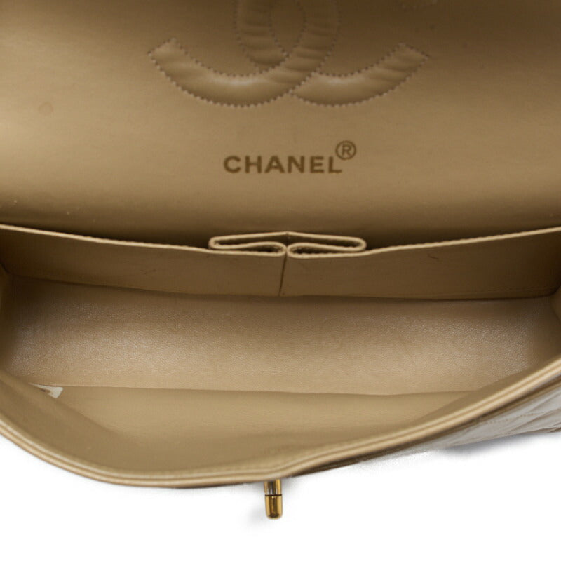 CHANEL Shoulder Bag Matelasse Double Flap Chain Shoulder Lambskin Beige Gold-Tone Hardware Pre-Owned - Vintage La Charme