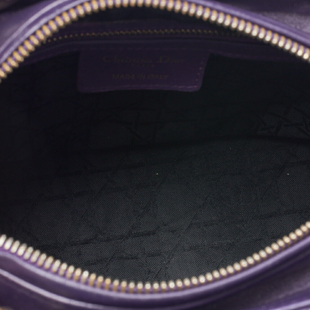 Dior Lady Dior Cannage 2WAY Handbag Lambskin Purple Gold-Tone Hardware Pre-Owned - Vintage La Charme