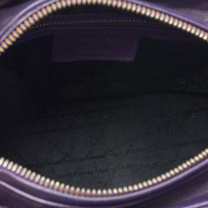 Dior Lady Dior Cannage 2WAY Handbag Lambskin Purple Gold-Tone Hardware Pre-Owned - Vintage La Charme