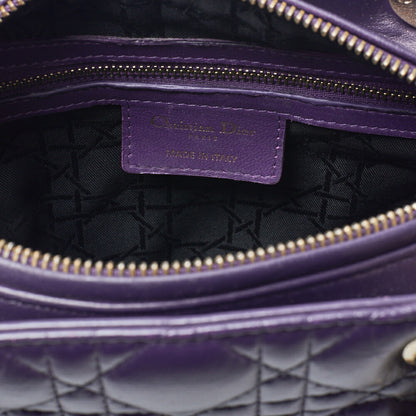 Dior Lady Dior Cannage 2WAY Handbag Lambskin Purple Gold-Tone Hardware Pre-Owned - Vintage La Charme