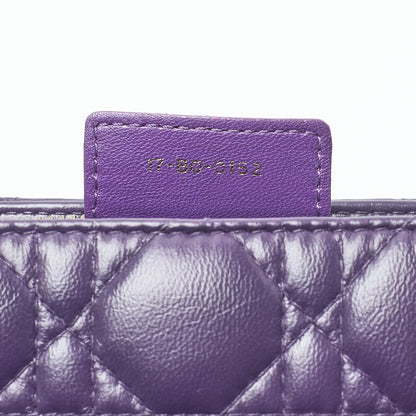 Dior Lady Dior Cannage 2WAY Handbag Lambskin Purple Gold-Tone Hardware Pre-Owned - Vintage La Charme
