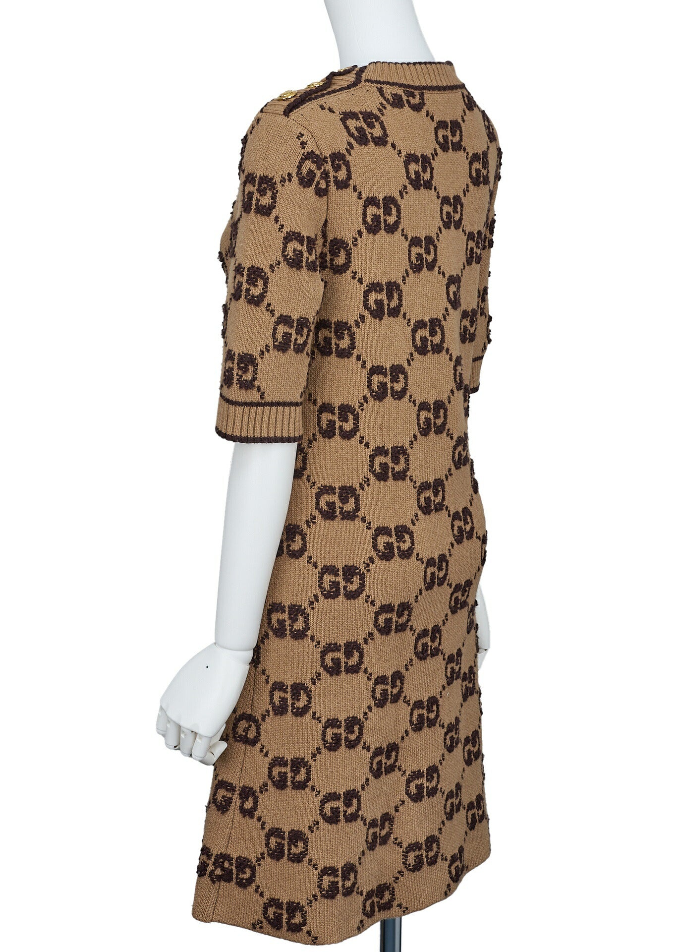 Gucci One Piece Top Skirt, Logo Mark, Knit, Wool, Brown, Gold-Tone Hardware, Pre-Owned - Vintage La Charme