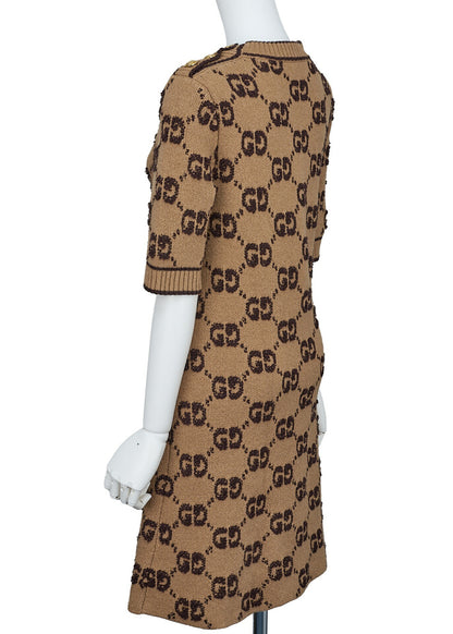 Gucci One Piece Top Skirt, Logo Mark, Knit, Wool, Brown, Gold-Tone Hardware, Pre-Owned - Vintage La Charme