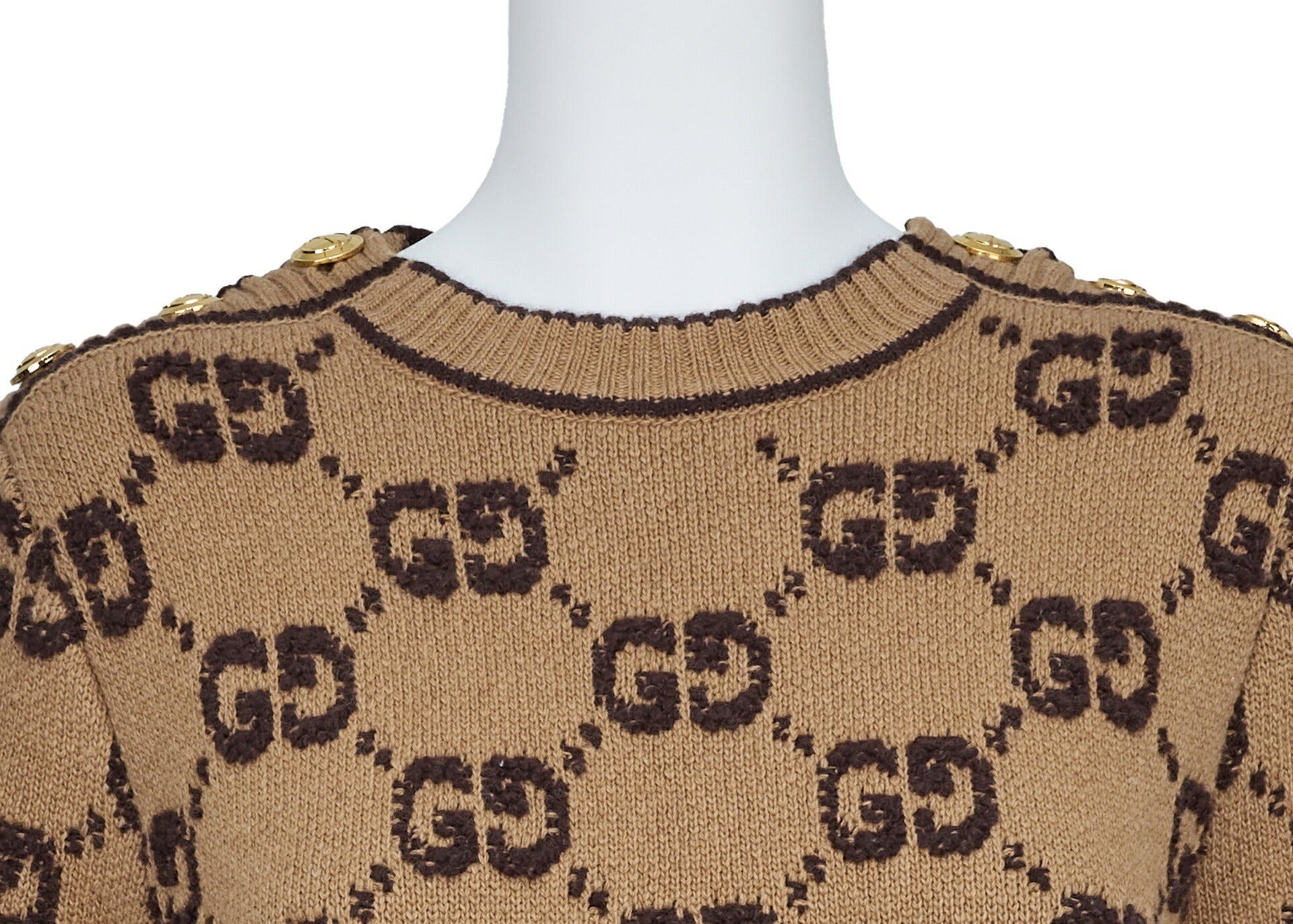 Gucci One Piece Top Skirt, Logo Mark, Knit, Wool, Brown, Gold-Tone Hardware, Pre-Owned - Vintage La Charme