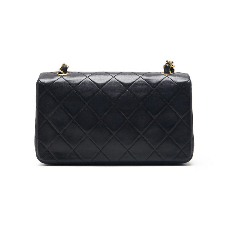 CHANEL Shoulder Bag Matelasse Full Flap Turn Lock Chain Shoulder Lambskin Black Gold-Tone Hardware Pre-Owned - Vintage La Charme