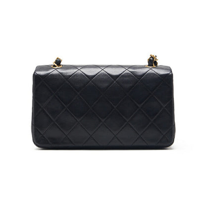 CHANEL Shoulder Bag Matelasse Full Flap Turn Lock Chain Shoulder Lambskin Black Gold-Tone Hardware Pre-Owned - Vintage La Charme