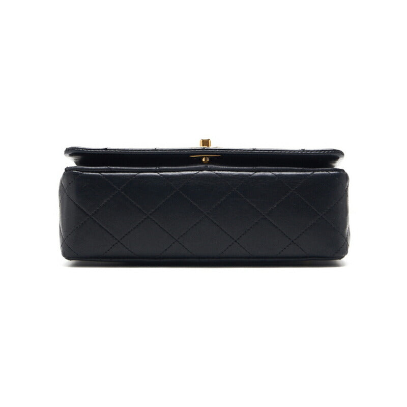 CHANEL Shoulder Bag Matelasse Full Flap Turn Lock Chain Shoulder Lambskin Black Gold-Tone Hardware Pre-Owned - Vintage La Charme