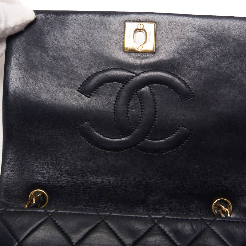 CHANEL Shoulder Bag Matelasse Full Flap Turn Lock Chain Shoulder Lambskin Black Gold-Tone Hardware Pre-Owned - Vintage La Charme