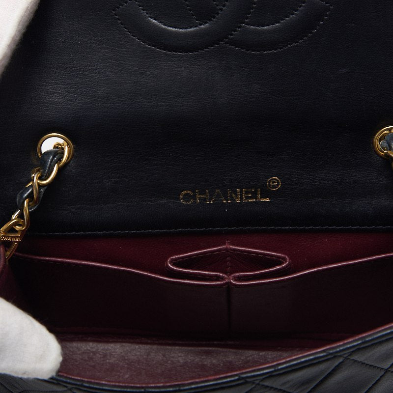 CHANEL Shoulder Bag Matelasse Full Flap Turn Lock Chain Shoulder Lambskin Black Gold-Tone Hardware Pre-Owned - Vintage La Charme