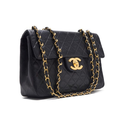 CHANEL Shoulder Bag, Deca Matelasse Turn Lock, Lambskin, Black, Gold-Tone Hardware, Pre-Owned - Vintage La Charme