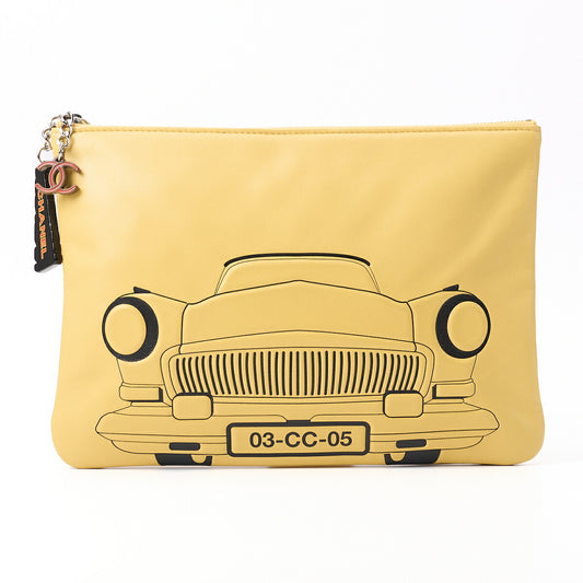 CHANEL Clutch Bag, Coco Havana, Mini, Lambskin, Yellow, Silver-Tone Hardware, Pre-Owned - Vintage La Charme