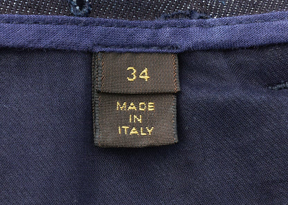 Louis Vuitton Pleated Skirt, Monogram Punching, Cotton, Blue, Silver-Tone Hardware, Pre-Owned - Vintage La Charme