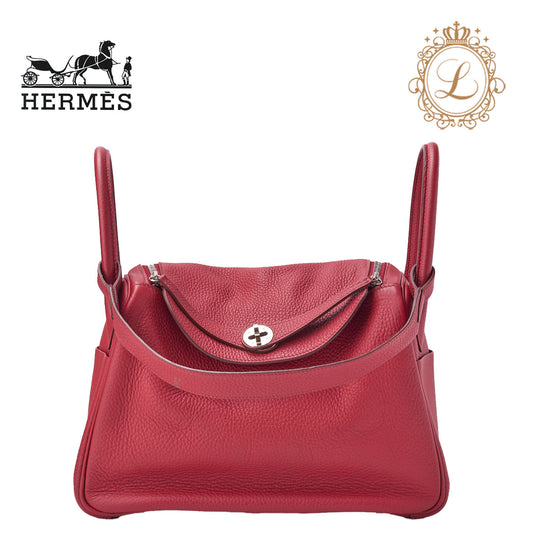 HERMES Lindy 30 2WAY Shoulder Bag Tryon Clemence Rouge Casaque Silver-Tone Hardware Pre-Owned - Vintage La Charme