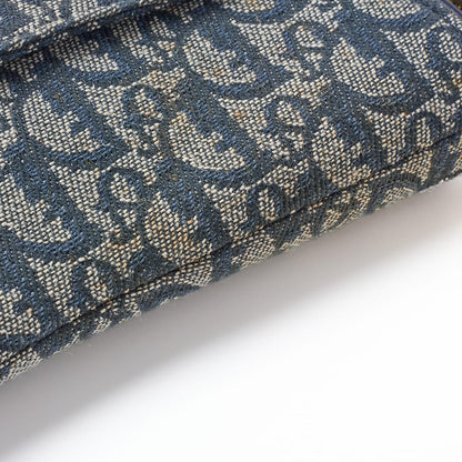 Dior Trotter Saddle Bag Canvas, Leather, Navy, Gold-Tone Hardware, Pre-Owned - Vintage La Charme