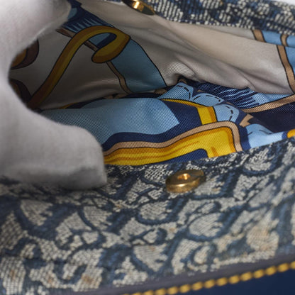 Dior Trotter Saddle Bag Canvas, Leather, Navy, Gold-Tone Hardware, Pre-Owned - Vintage La Charme