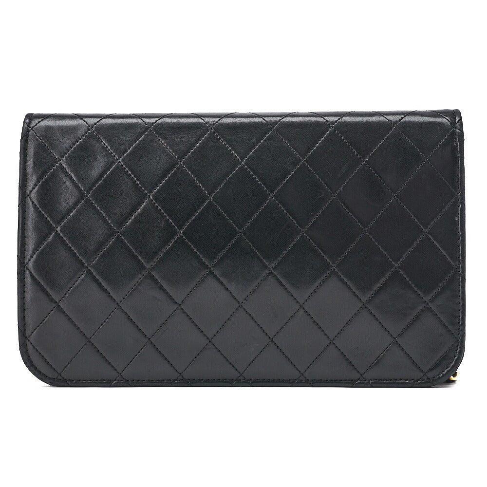 CHANEL Shoulder Bag Matelasse Full Flap Push Lock Chain Shoulder Lambskin Black Gold-Tone Hardware Pre-Owned - Vintage La Charme