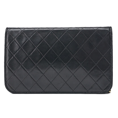 CHANEL Shoulder Bag Matelasse Full Flap Push Lock Chain Shoulder Lambskin Black Gold-Tone Hardware Pre-Owned - Vintage La Charme