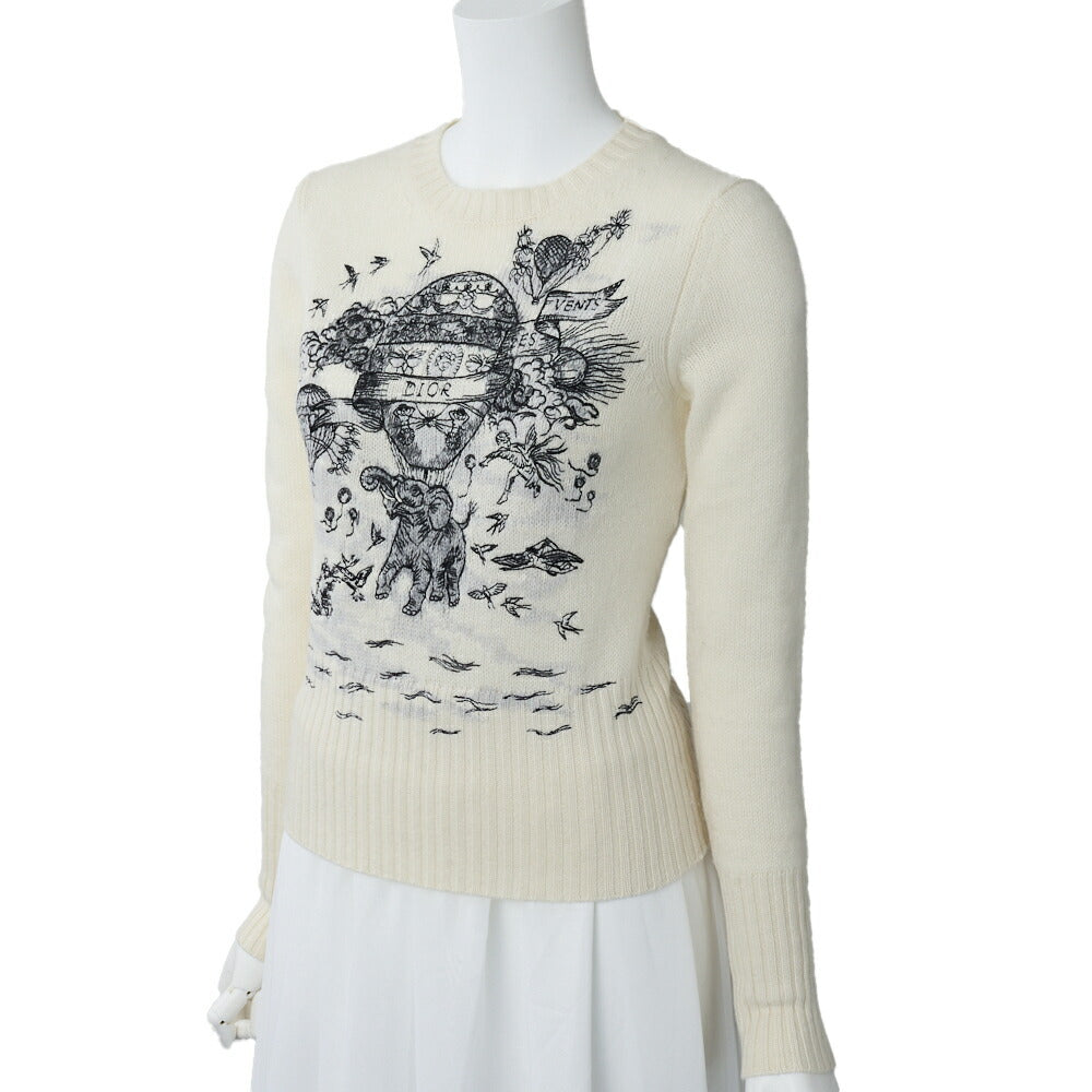 Dior Long Sleeve Knit, Logo Embroidery, Cashmere, Ivory, Gold-Tone Hardware, Pre-Owned - Vintage La Charme