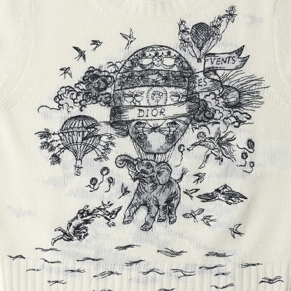 Dior Long Sleeve Knit, Logo Embroidery, Cashmere, Ivory, Gold-Tone Hardware, Pre-Owned - Vintage La Charme