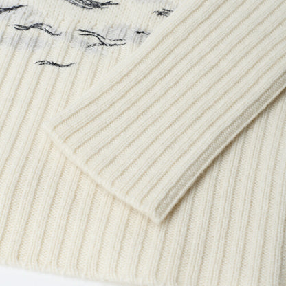 Dior Long Sleeve Knit, Logo Embroidery, Cashmere, Ivory, Gold-Tone Hardware, Pre-Owned - Vintage La Charme