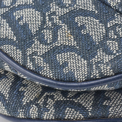 Dior Trotter Saddle Bag Canvas, Leather, Navy, Gold-Tone Hardware, Pre-Owned - Vintage La Charme