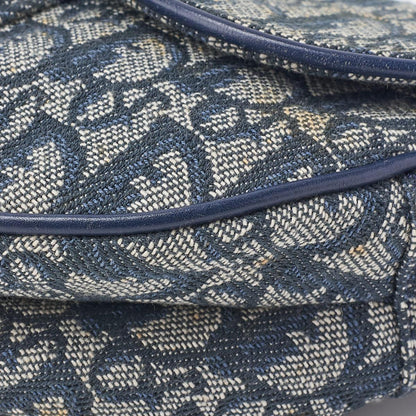 Dior Trotter Saddle Bag Canvas, Leather, Navy, Gold-Tone Hardware, Pre-Owned - Vintage La Charme