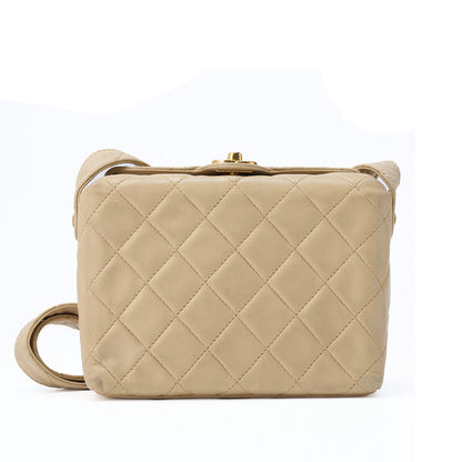 CHANEL Shoulder Bag Tote Bag Matelasse Lambskin Beige Gold-Tone Hardware Pre-Owned