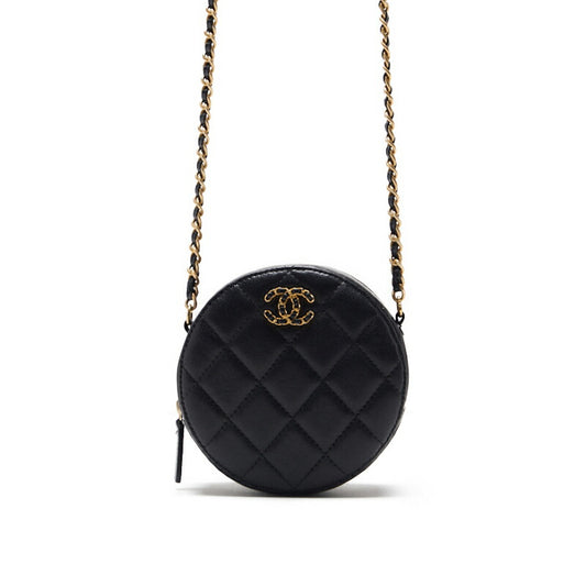 CHANEL Shoulder Bag, Matelasse, Coco Mark, Chain Shoulder, Lambskin, Black, Gold-Tone Hardware, Pre-Owned - Vintage La Charme
