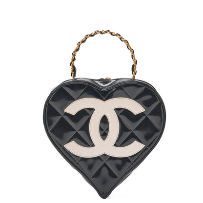 CHANEL Handbag Matelasse Coco Mark Heart Canvas Black Gold-Tone Hardware Pre-Owned