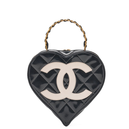 CHANEL Handbag Matelasse Coco Mark Heart Canvas Black Gold-Tone Hardware Pre-Owned