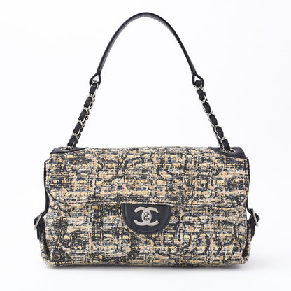 CHANEL Shoulder Bag, Camellia Turn Lock, Chain Shoulder, Tweed, Black, Silver-Tone Hardware, Pre-Owned - Vintage La Charme