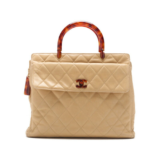 CHANEL Tote Bag Matelasse Outside Flap Lambskin Beige Gold-Tone Hardware Pre-Owned - Vintage La Charme