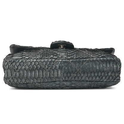 CHANEL Shoulder Bag, Matelasse Turn Lock Chain Shoulder, Python, Black, Gold-Tone Hardware, Pre-Owned - Vintage La Charme