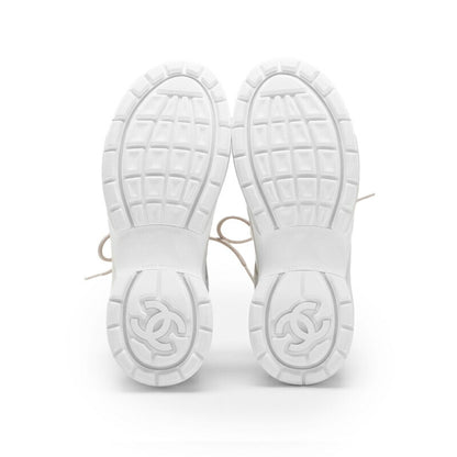 CHANEL Sneakers, Coco Mark, Suede, Light Gray, Gold-Tone Hardware, Pre-Owned - Vintage La Charme