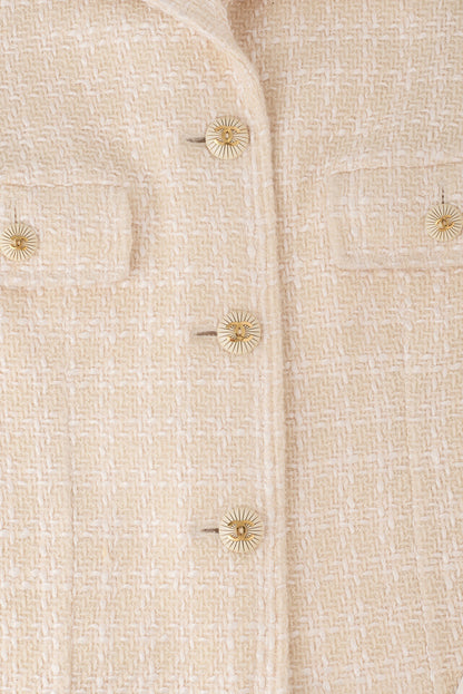 CHANEL Jacket Coat, Coco Button, Tweed, Beige, Gold-Tone Hardware, Pre-Owned - Vintage La Charme