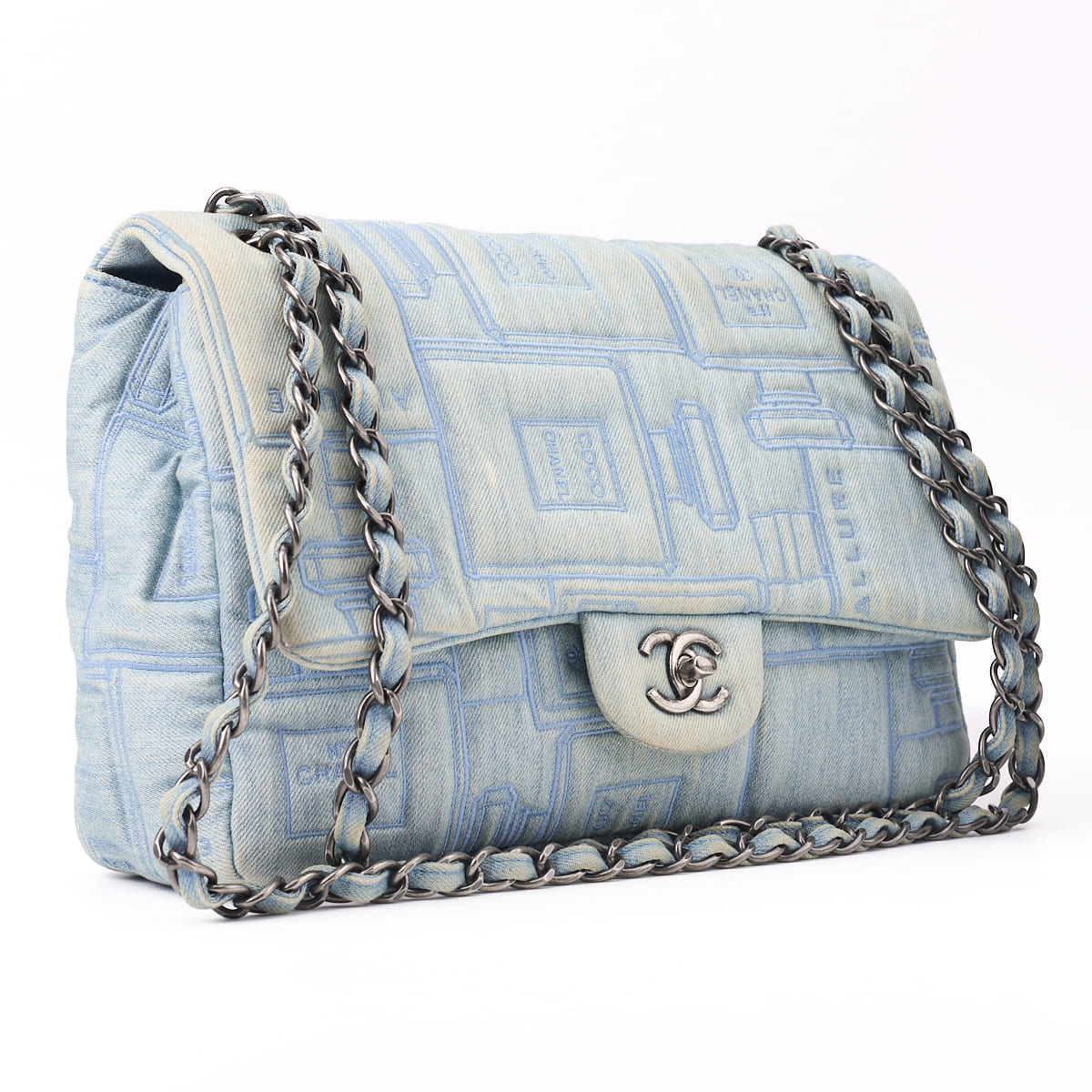 CHANEL Shoulder Bag Mini Chain Shoulder Denim Blue Denim Silver-Tone Hardware Pre-Owned - Vintage La Charme