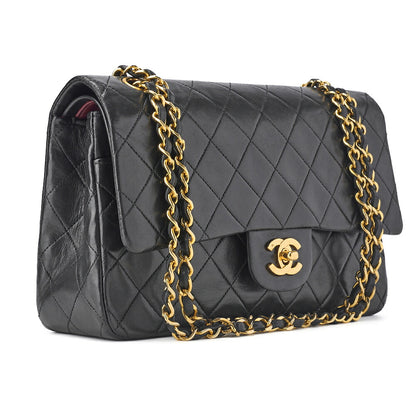 CHANEL Shoulder Bag, Matelasse W Flap, Chain Shoulder, Lambskin, Black, Gold-Tone Hardware, Pre-Owned - Vintage La Charme