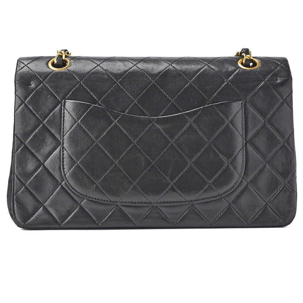 CHANEL Shoulder Bag, Matelasse W Flap, Chain Shoulder, Lambskin, Black, Gold-Tone Hardware, Pre-Owned - Vintage La Charme